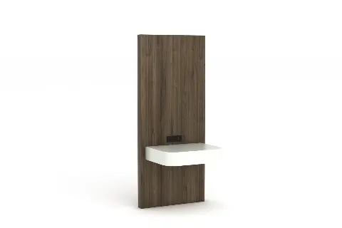 Hotel Queen nightstand with wood panel and floating shelf design-2