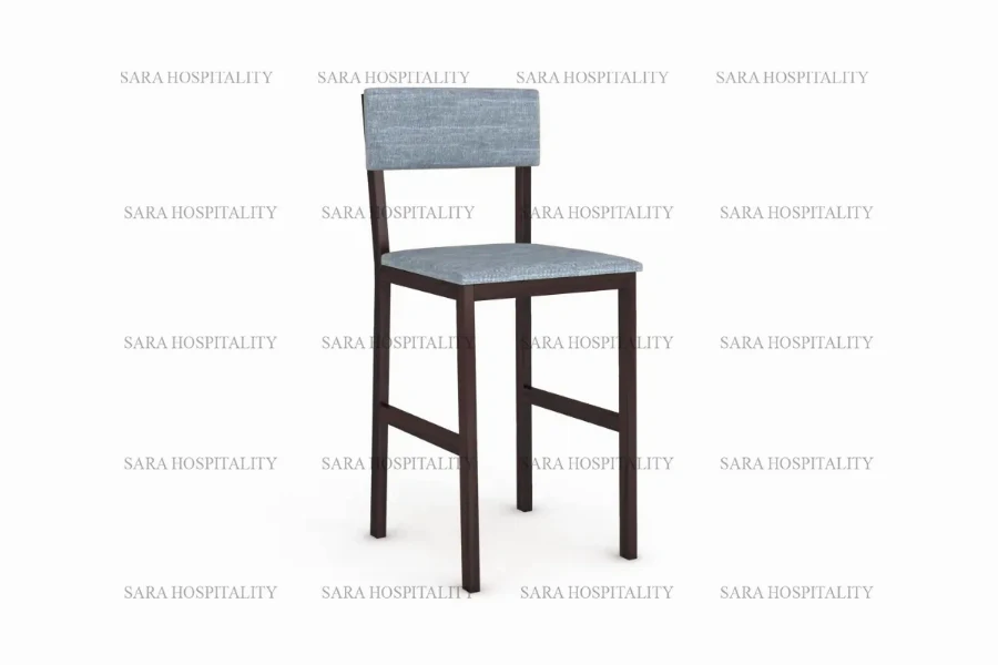 Sleek architectural lounge chair showcasing a tall, tapered profile and tailored fabric finish for a commanding presence