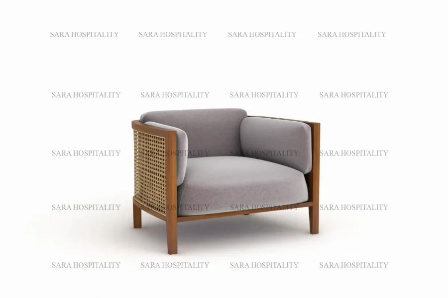 cozy wooden frame lounge chair