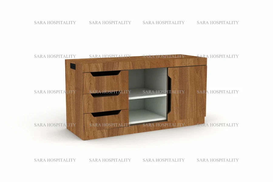 Modern hotel multimedia unit with drawers and shelves-3