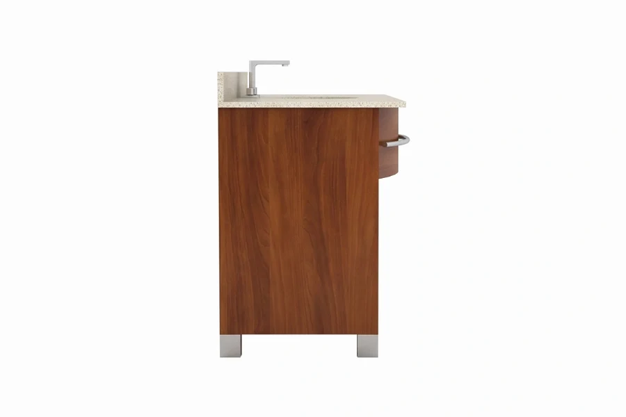 Contemporary solid-front vanity unit with a sturdy, monolithic top and a uniform panel face that creates a bold, geometric statement