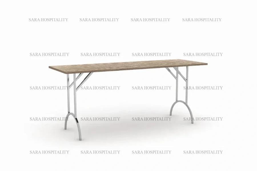 Contemporary multipurpose folding table with a clean rectangular top and integrated locking mechanisms for stability