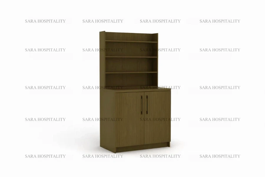 Contemporary tall shelving unit with adjustable interior compartments and a sturdy, monolithic frame