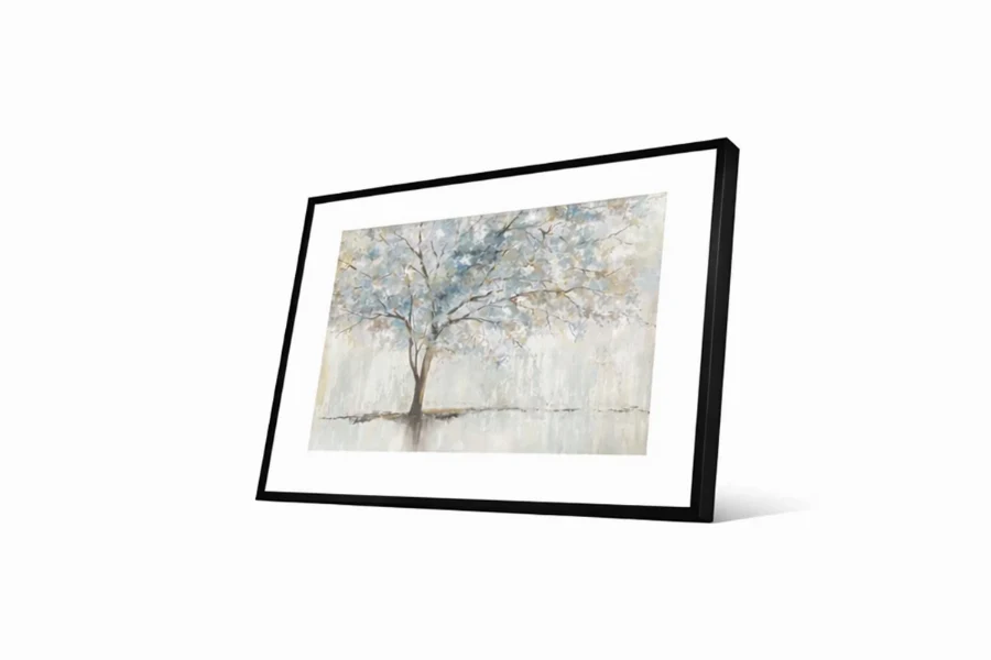 Minimalist nature art depicting an airy arrangement of delicate branches in soft earth tones