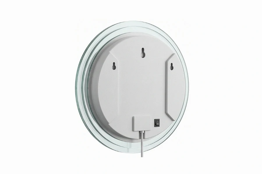 Contemporary LED round mirror with a sleek touch-sensor design