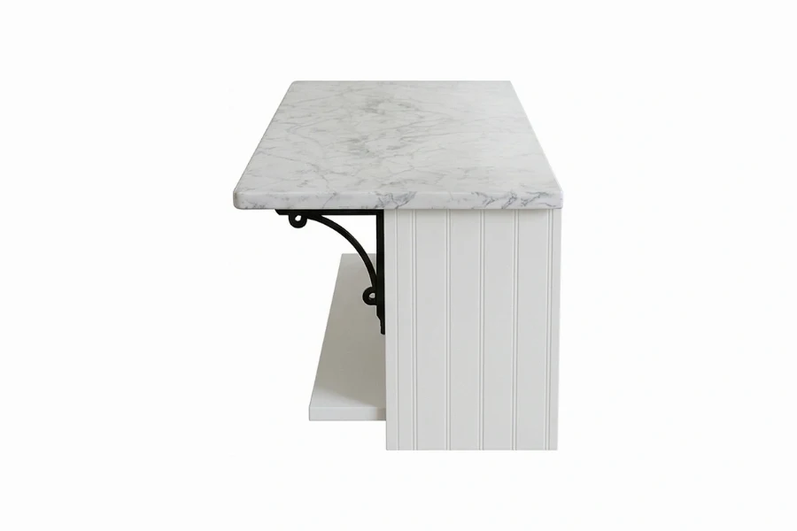 Luxurious statement island featuring a dramatic floor-to-ceiling edge design and a polished, uniform finish for an upscale focal point