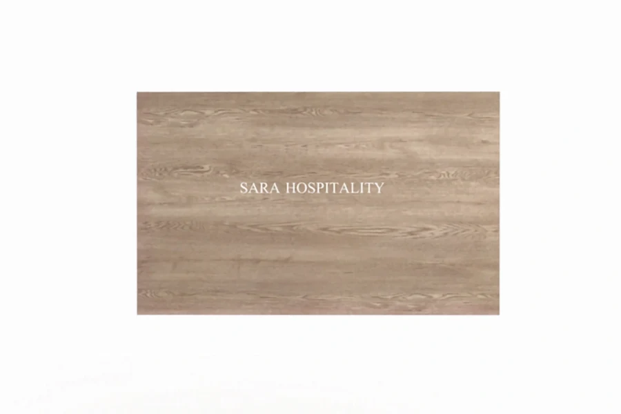 Hospitality headboard with woodgrain finish and horizontal metal inlays - 5