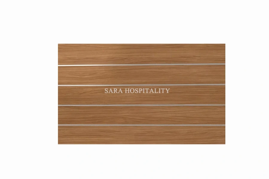 Hospitality headboard with dual-tone woodgrain finish and horizontal accent panels - 3