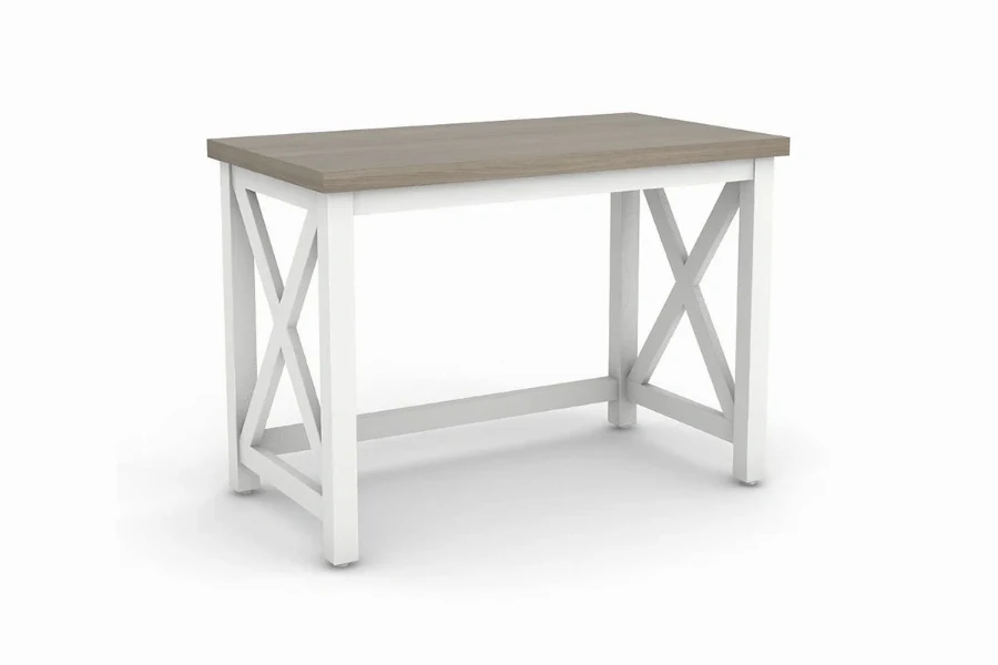 Modern Cross-Frame Desk: Clean, architectural X-base steel legs paired with a smooth, durable commercial-grade desktop