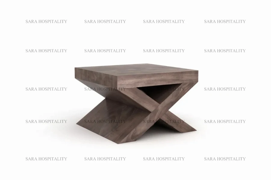 Modern sculptural table featuring an artistic cross-base design and a clean-lined, minimalist tabletop