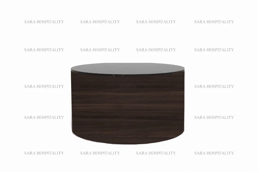 Contemporary drum-shaped accent table with a clean-lined aesthetic and a hollow core for versatile functionality