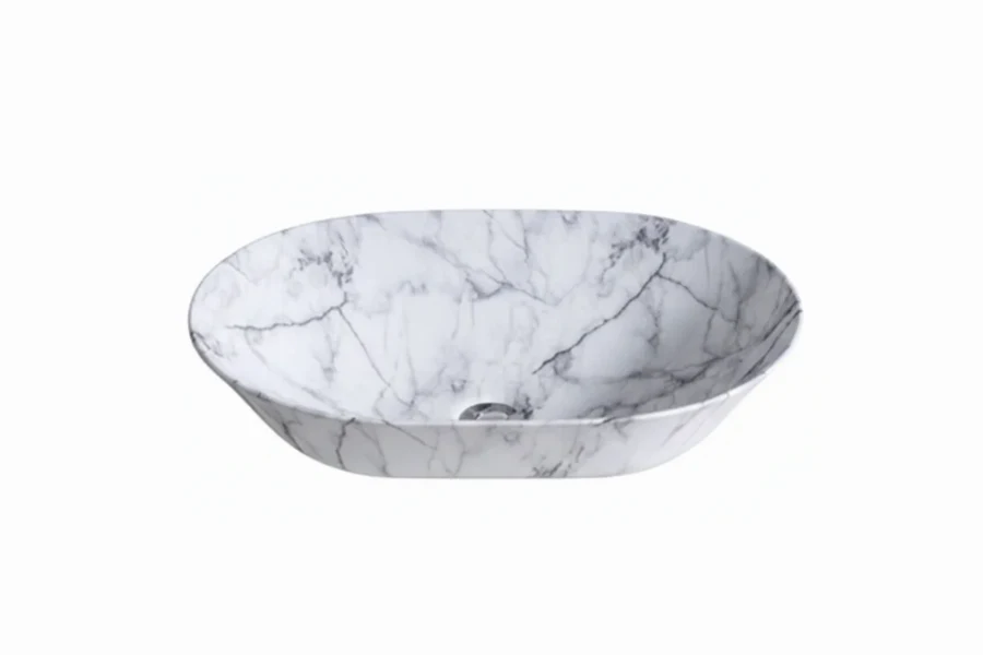 Sleek circular washbasin with a fluted exterior pattern in a sophisticated matte charcoal finish
