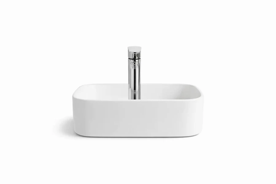 Architectural soft-edge square sink providing a clean, minimalist look with a comfortable, ergonomic fee