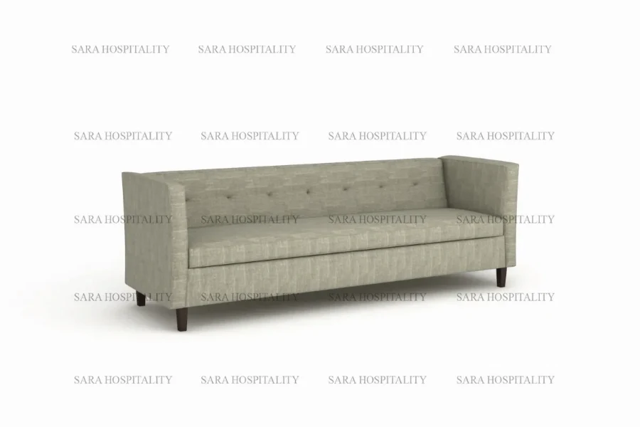 Modern button-tufted sofa featuring a deep-seated design and classic diamond stitching on the backrest