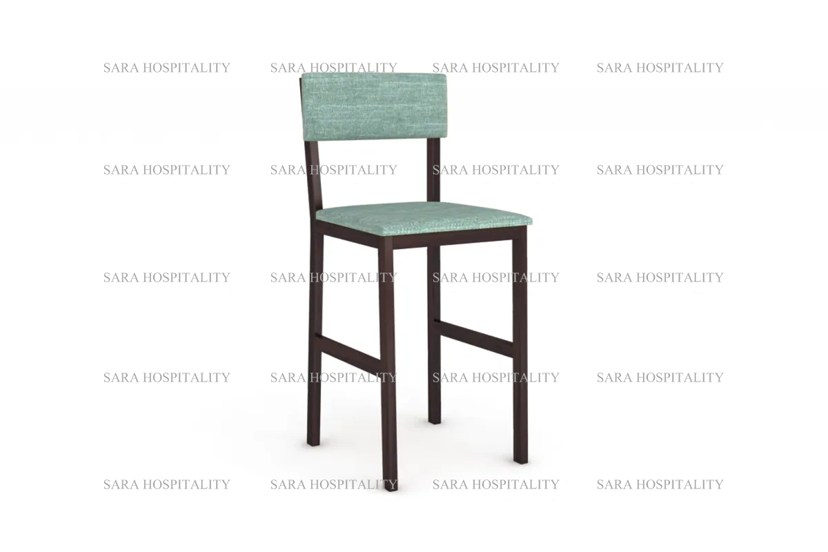 Minimalist Urban Metal Back Chair for boutique inn breakfast rooms.