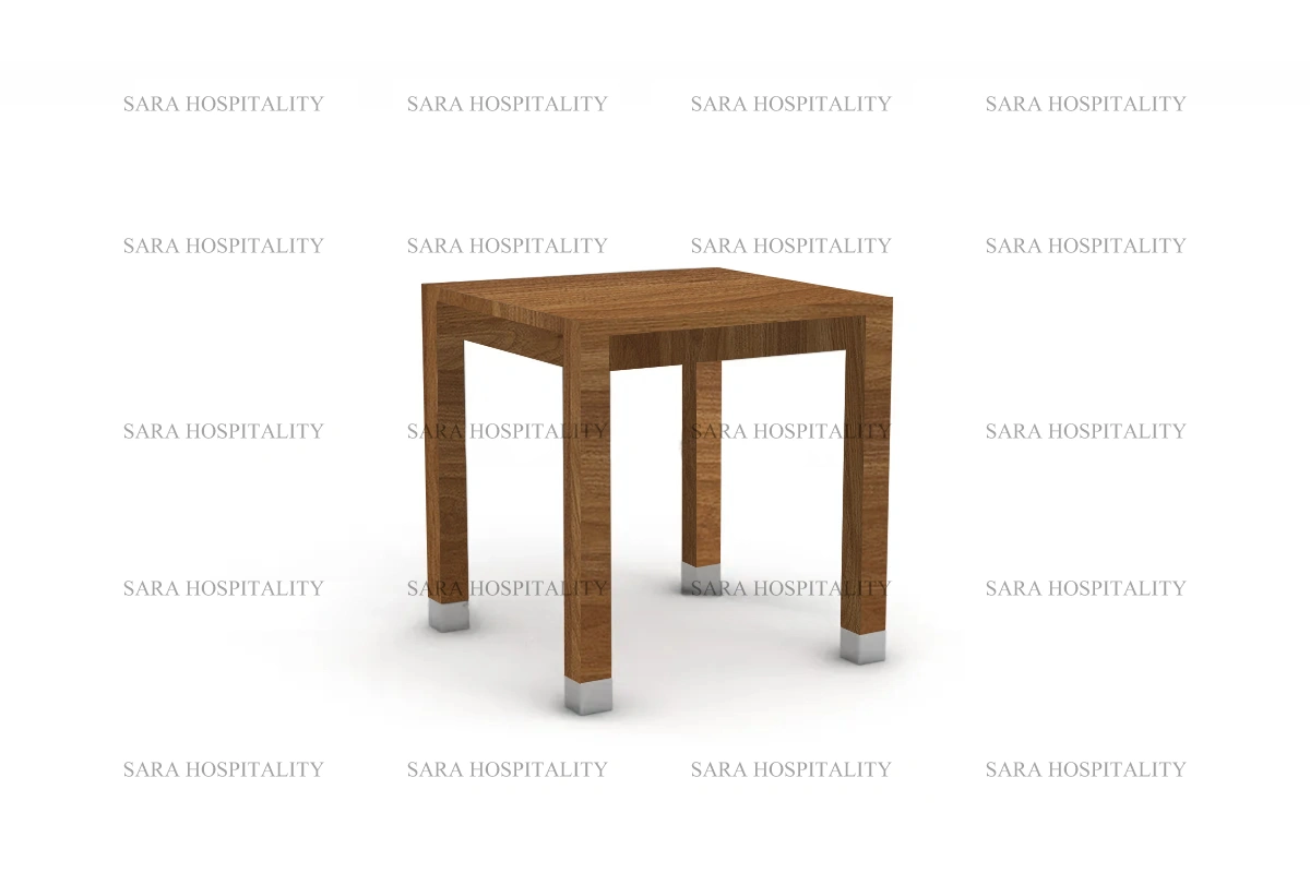 Modern square side table featuring a symmetrical cuboid form and a clean-lined, minimalist tabletop