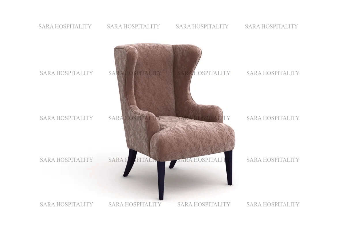 Velvet Wingback Lounge Chair for intimate morning bistros