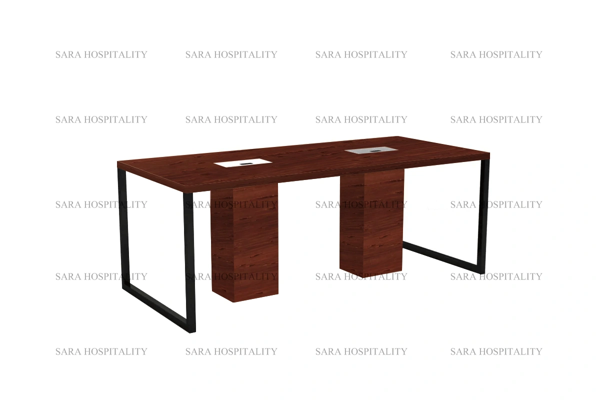 Architectural rectangular desk with a seamless, monolithic design and a durable matte finish