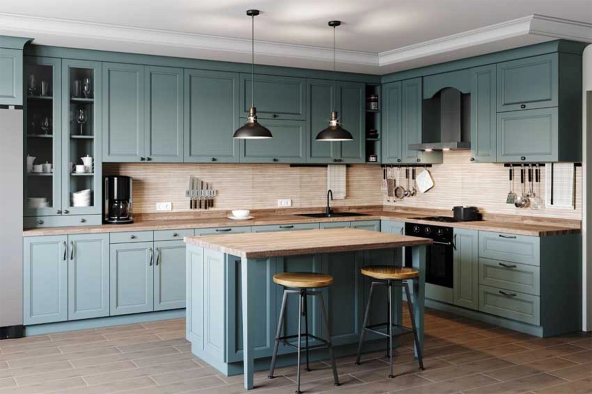 Modern U-shaped kitchen cabinetry featuring a wraparound three-wall layout and a seamless, ergonomic workflow