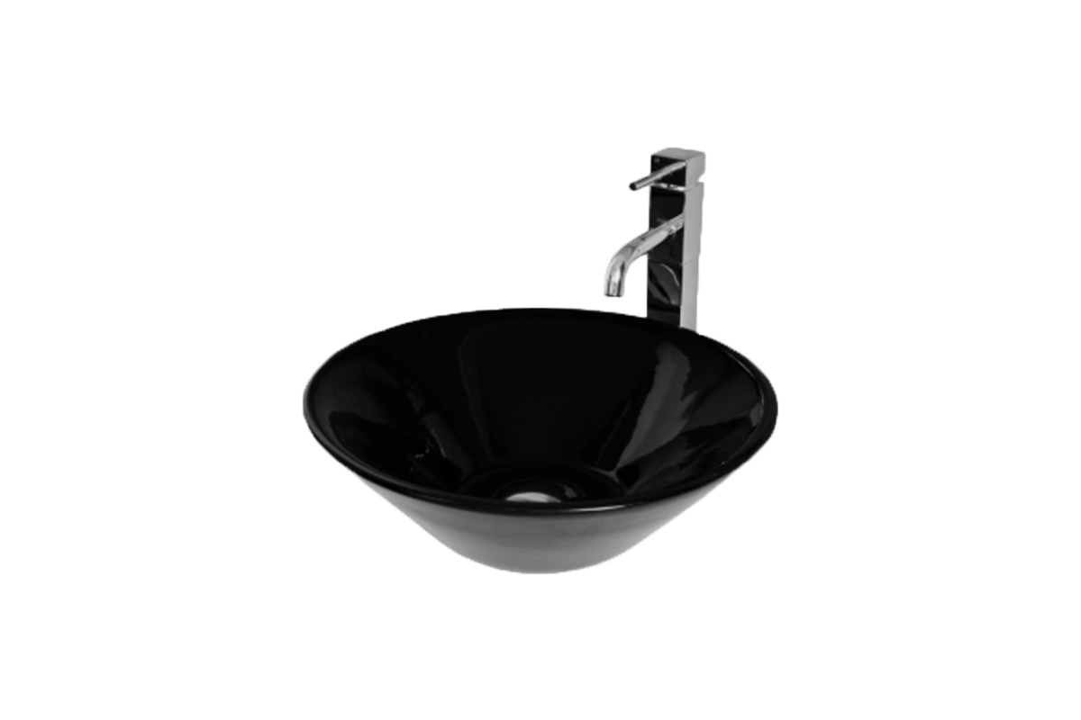 Modern square vessel sink featuring gently rounded corners for a softened, contemporary silhouette