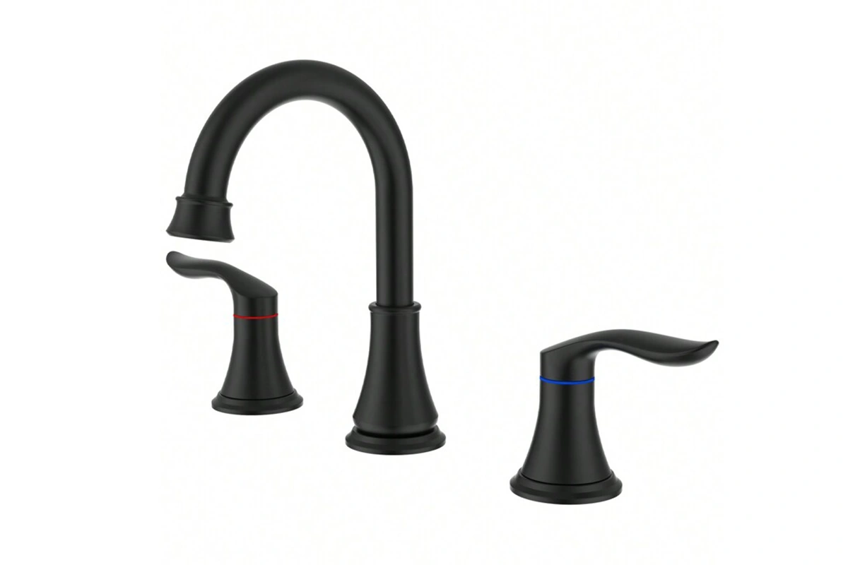 Hospitality-grade basin faucet with elegant traditional cross handles
