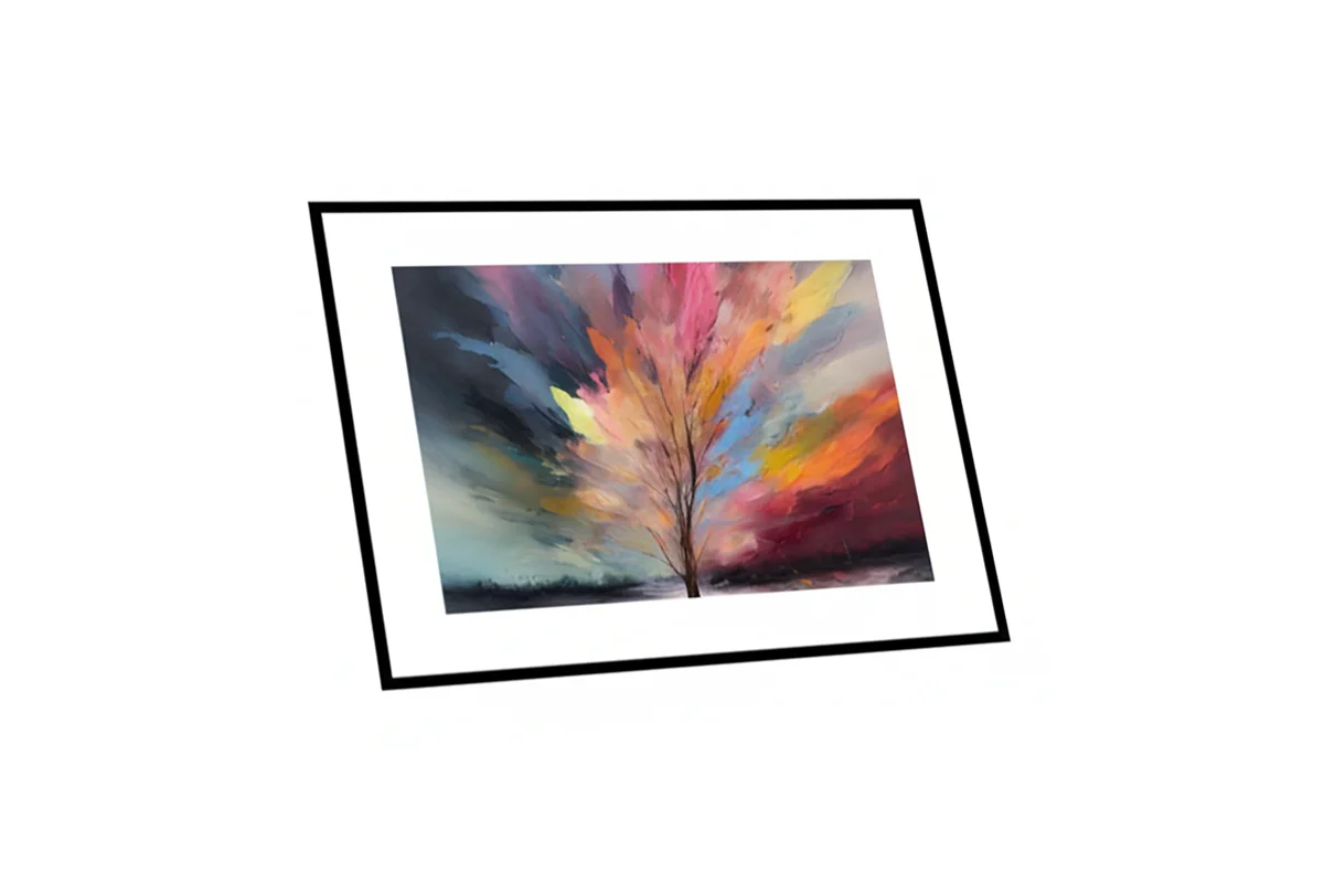 Dynamic color burst artwork with energetic, radiating streaks of blue, orange, and magenta
