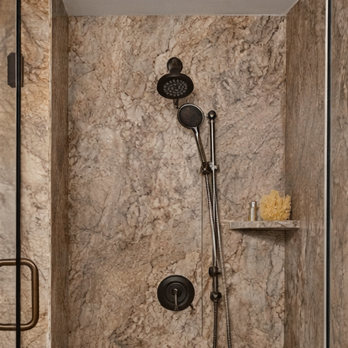 High-quality corner panel granite shower surround for hotels
