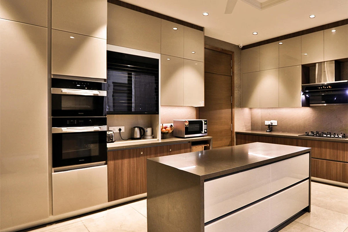 Modern kitchen cabinetry featuring custom appliance panels for a seamless, hidden integration of ovens, fridges, and dishwashers