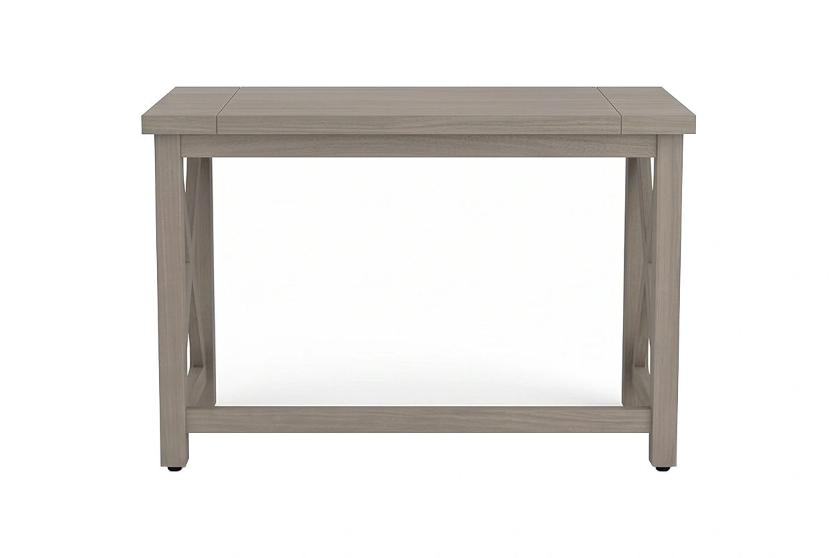 Contemporary X-Leg Workstation: Monolithic minimalist frame offering open legroom and a high-impact geometric silhouette