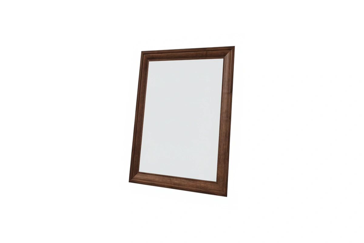 Sophisticated hospitality-grade framed wall mirror in a premium wood finish for boutique suites