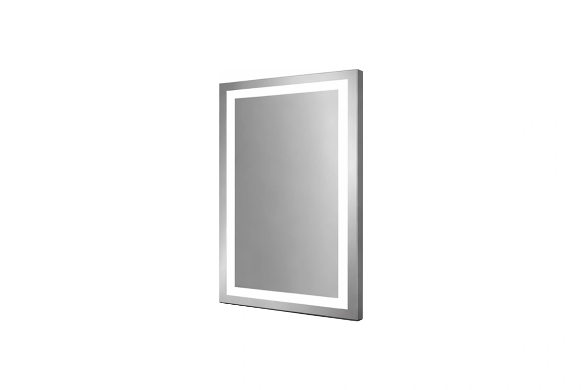 Contemporary framed LED strip mirror designed for high-end resort vanity areas and dressing rooms