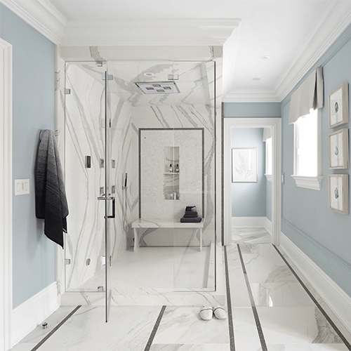 High-quality walk-in quartz shower surround for hotels