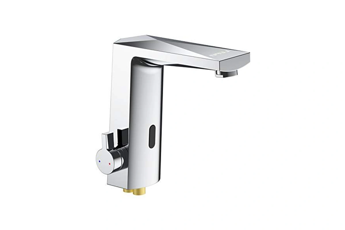 Modern touchless sensor faucet for hygienic hotel guest bathrooms
