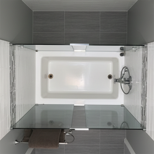 Durable quartz tub surround with sliding door for long-lasting use
