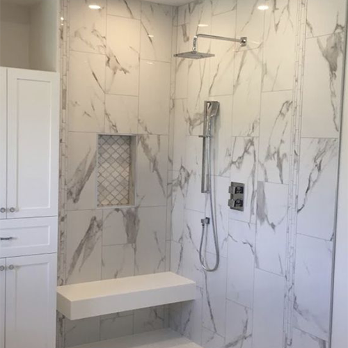 High-quality recessed niche quartz shower surround for hotels