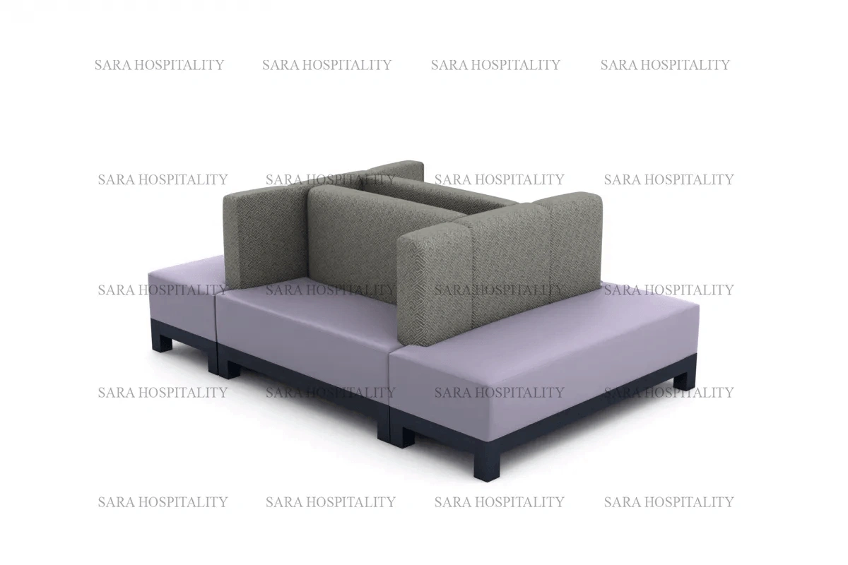 Contemporary sectional sofa with a flexible modular design, upholstered in a sophisticated neutral fabric