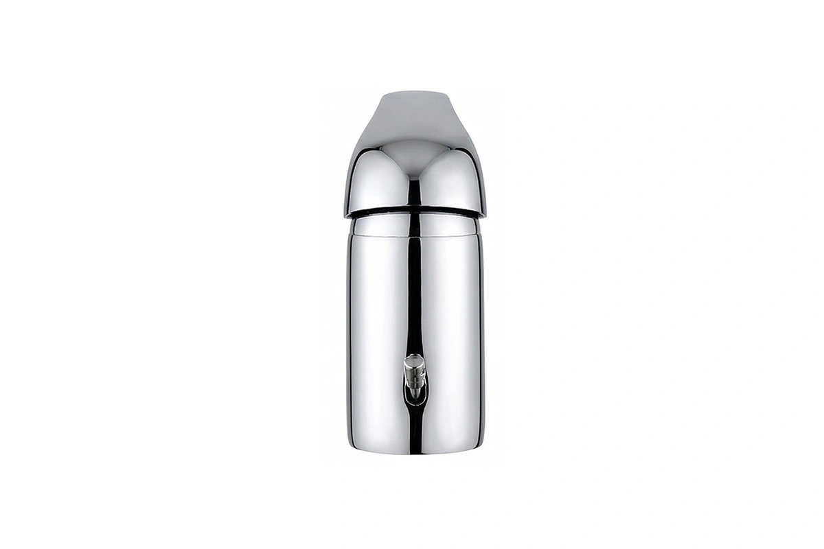 Durable angled spout basin faucet in a professional metallic finish