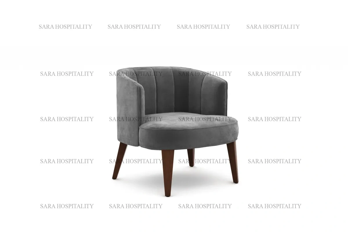 Curved Barrel Lounge Chair for luxury hotel breakfast lounges.