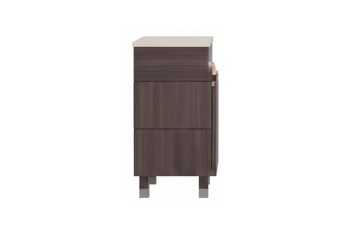 Sleek large-scale storage vanity showcasing a wide, seamless cabinet facade to conceal plumbing and bathroom essentials