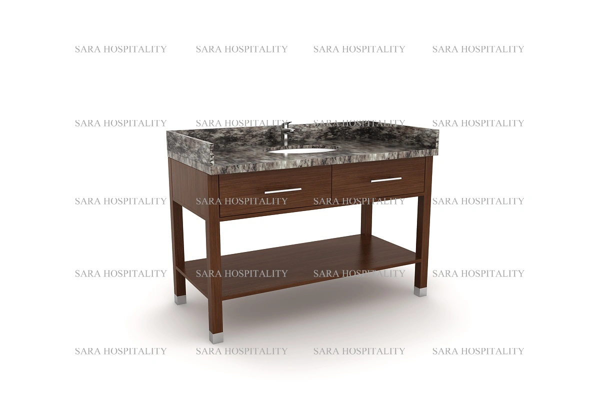Upscale bathroom countertop crafted from premium-grade granite with a seamless undermount sink integration and a wide, polished deck