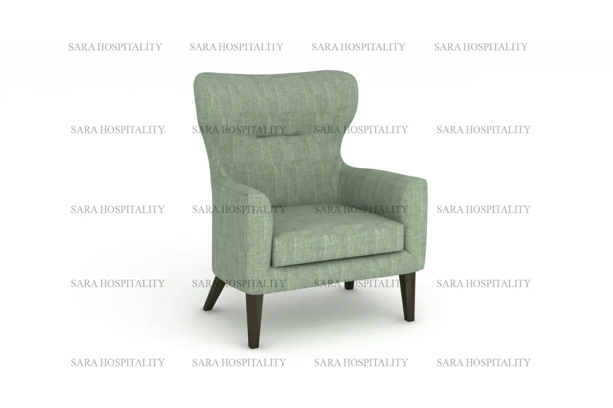 Upholstered modern accent lounge chair ideal for hotel rooms and lounge areas