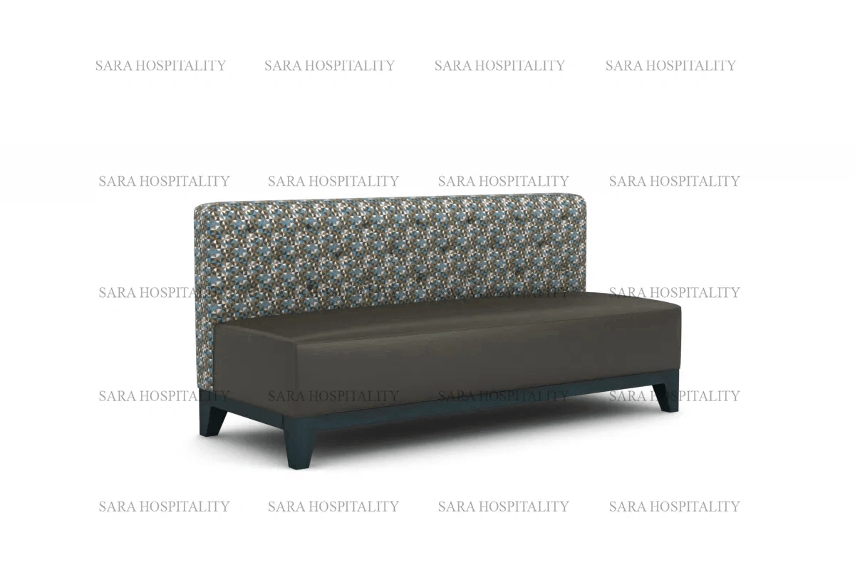 Contemporary dining bench with a button-tufted fabric seat and a sturdy solid wood frame