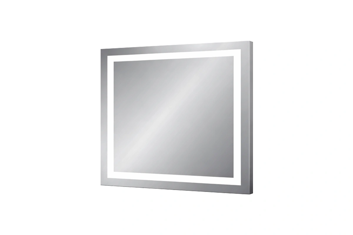 Contemporary LED strip rectangular mirror designed for well-lit resort dressing areas