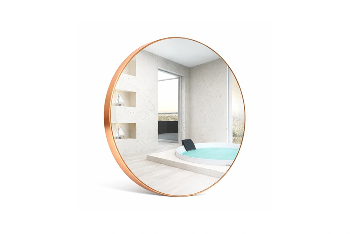 Sleek hospitality-grade arched wall mirror designed for boutique hotel guest room vanities