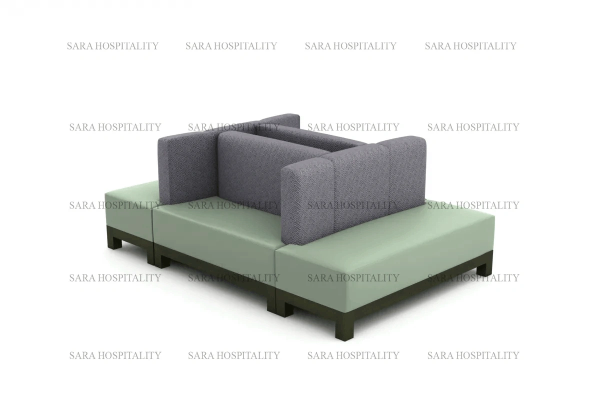 Minimalist lounge seating system showcasing clean lines and oversized, comfortable proportions