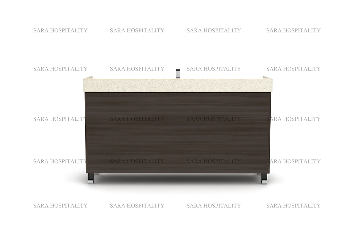 Contemporary central open vanity unit designed for luxury boutique hotel ensuites