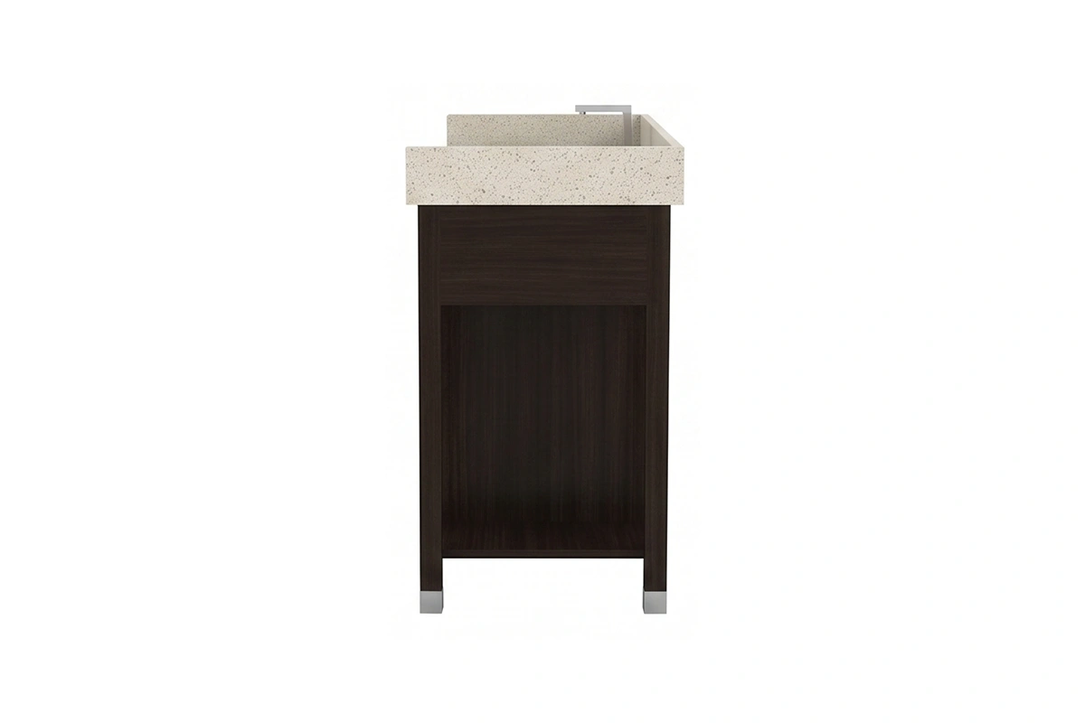 Sleek geometric vanity counter showcasing a minimalist outer frame that keeps bathroom layouts feeling open