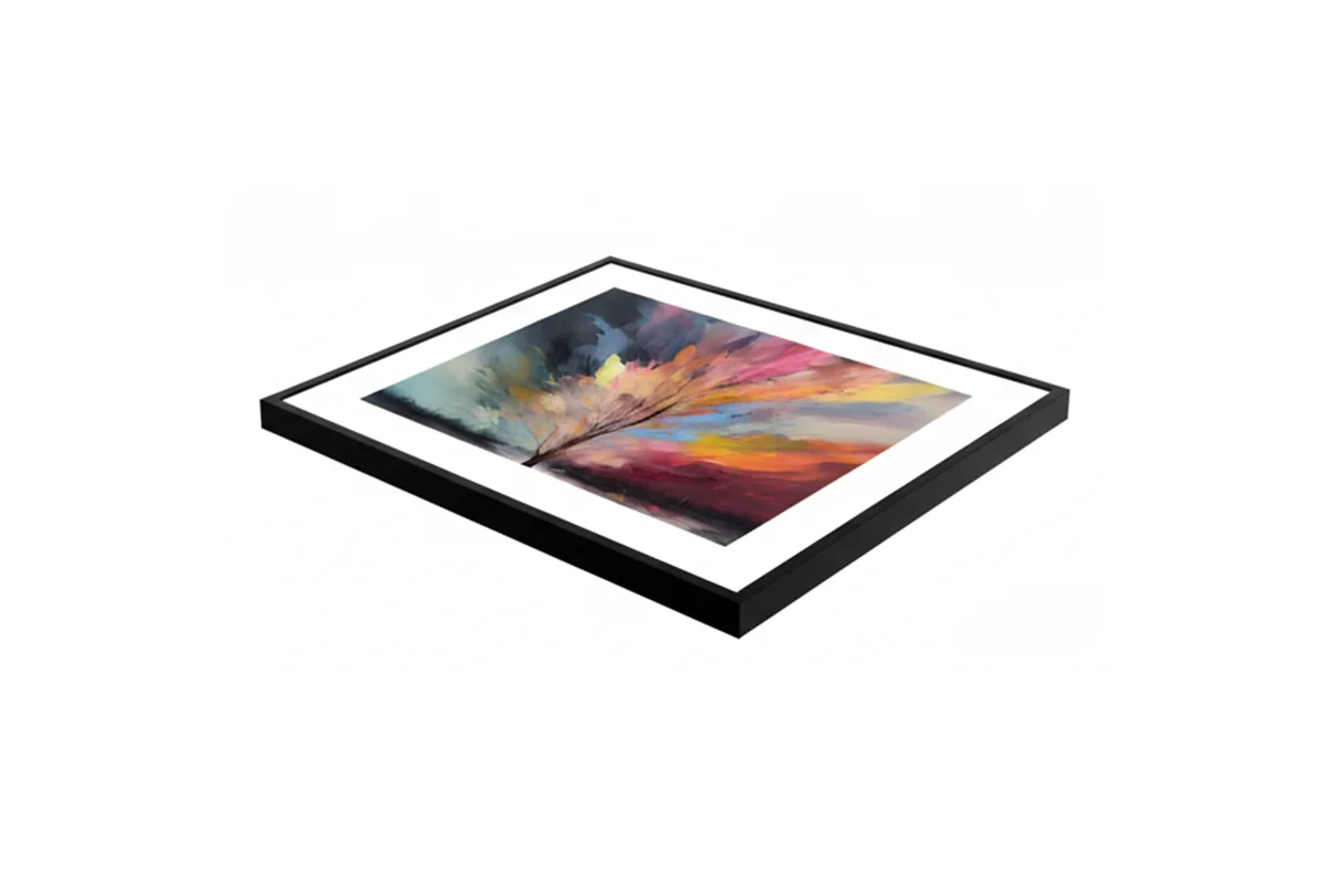 Modern abstract composition showcasing a vivid collision of saturated pigments and fluid textures