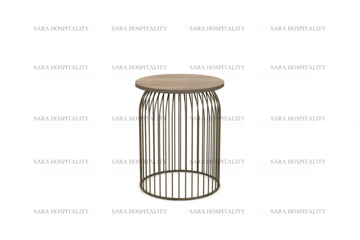 Sleek architectural side table showcasing a geometric wire structure and a refined, thin-profile silhouette