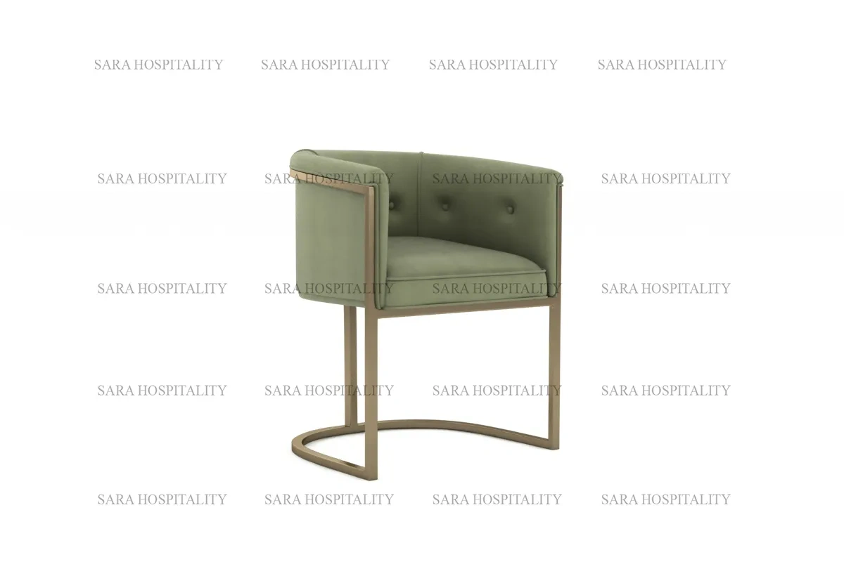 Sculptural Metal Base Designer Chair for high-end hotel morning halls